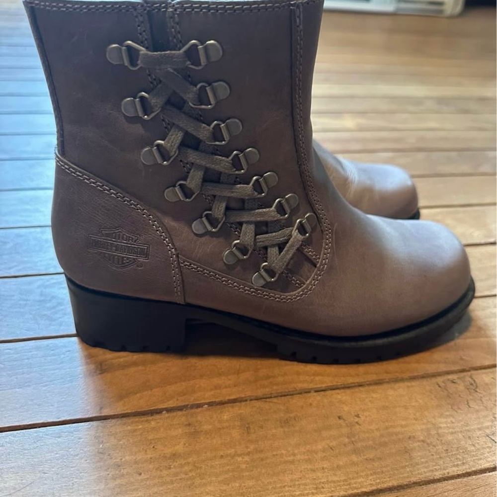 Harley-Davidson Women's Taupe Leather Combat Boots